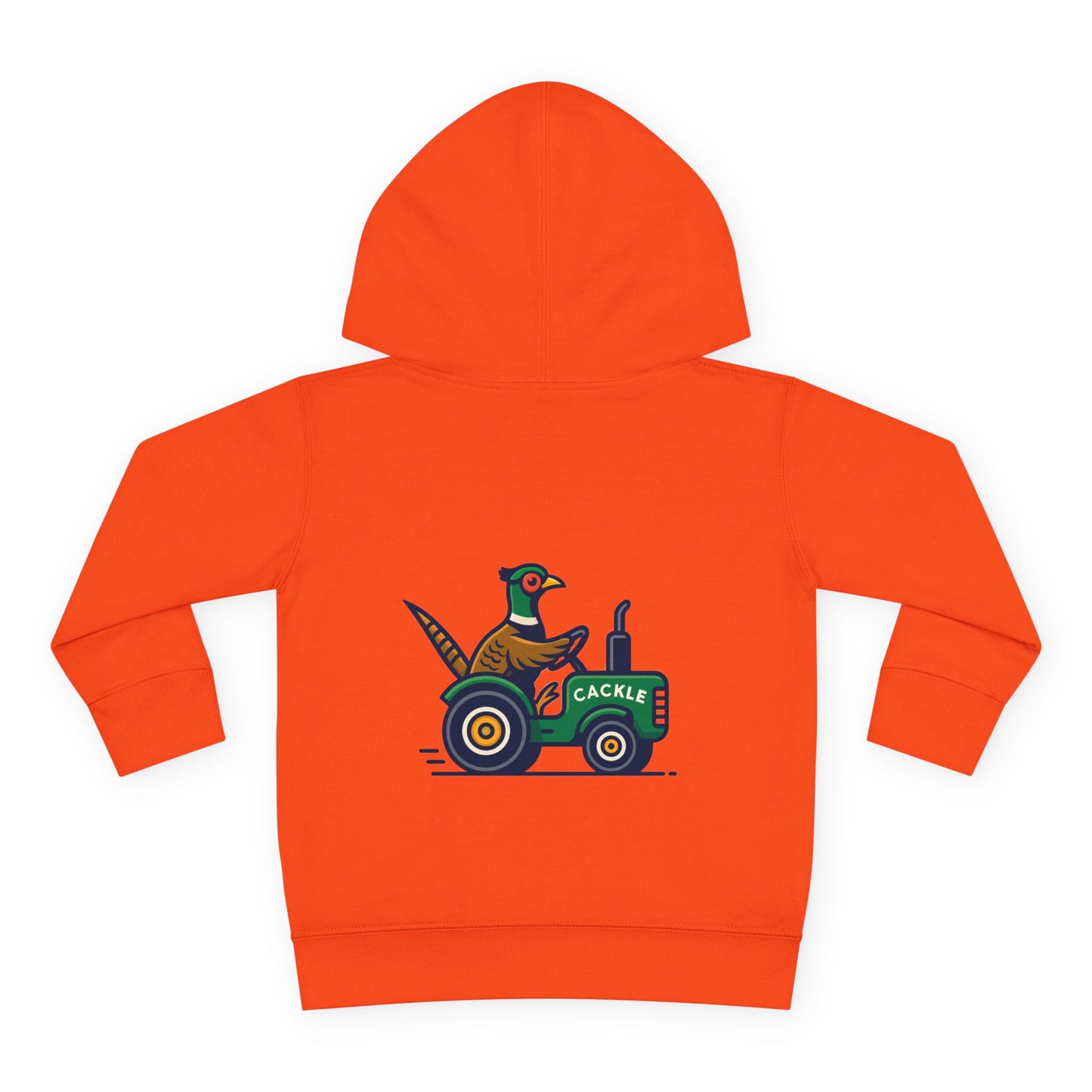 Toddler Hoodie — Pheasant on Tractor Graphic ("Cackle")