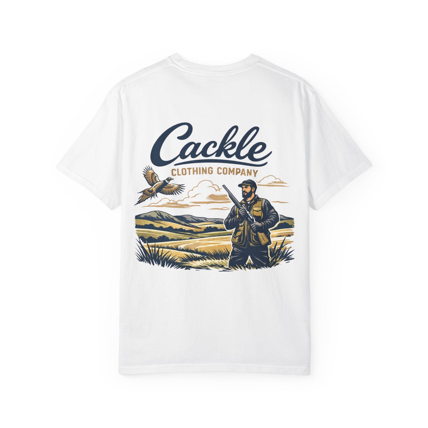 Pheasant Hunting Graphic T-Shirt — "Cackle Clothing Company" Outdoor Shooter Tee