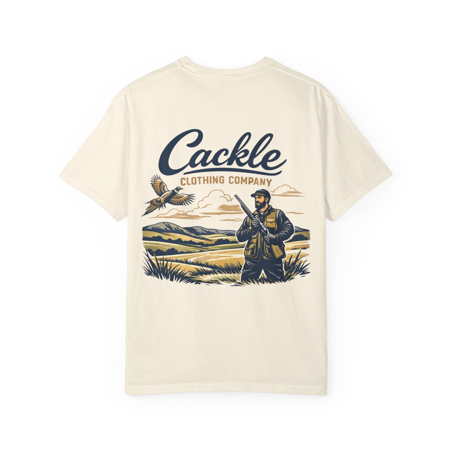 Pheasant Hunting Graphic T-Shirt — "Cackle Clothing Company" Outdoor Shooter Tee
