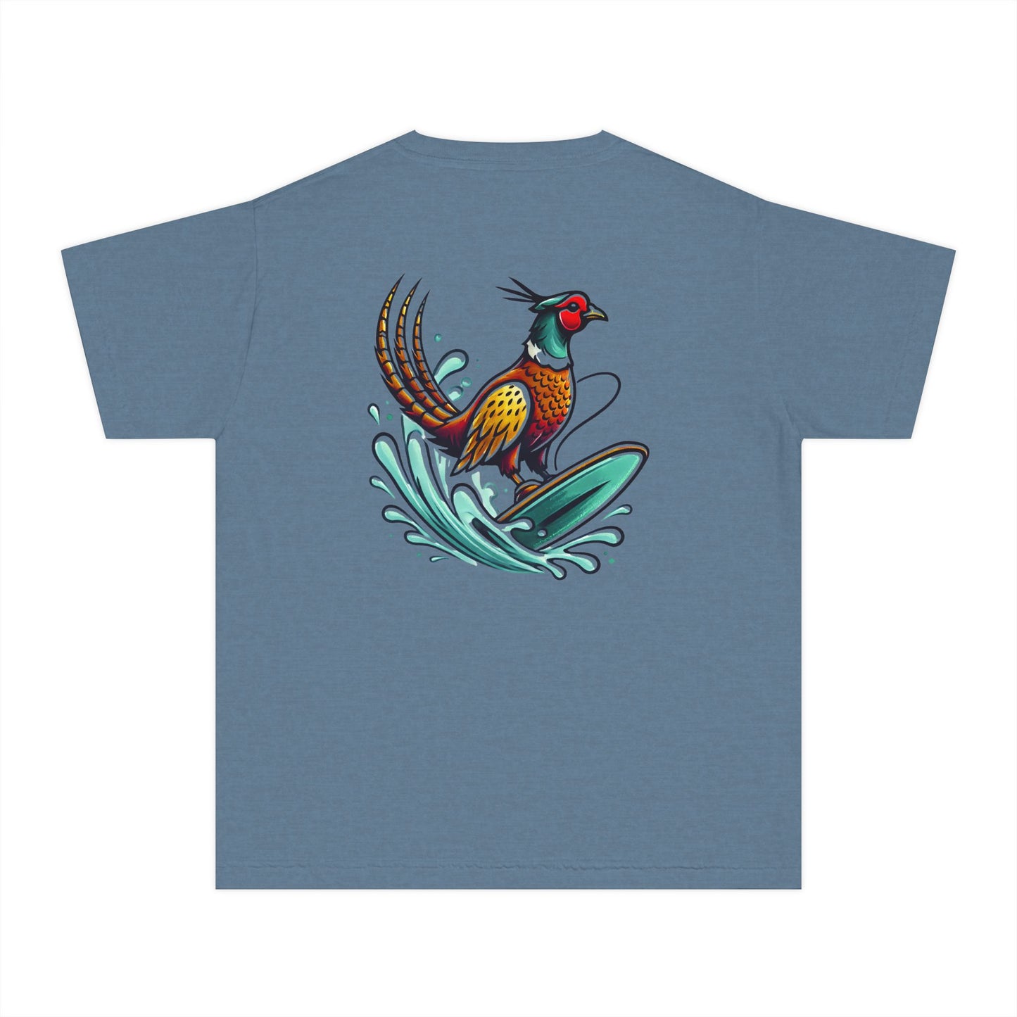 Youth Tee — Surfing Pheasant Graphic Tee (Mint)