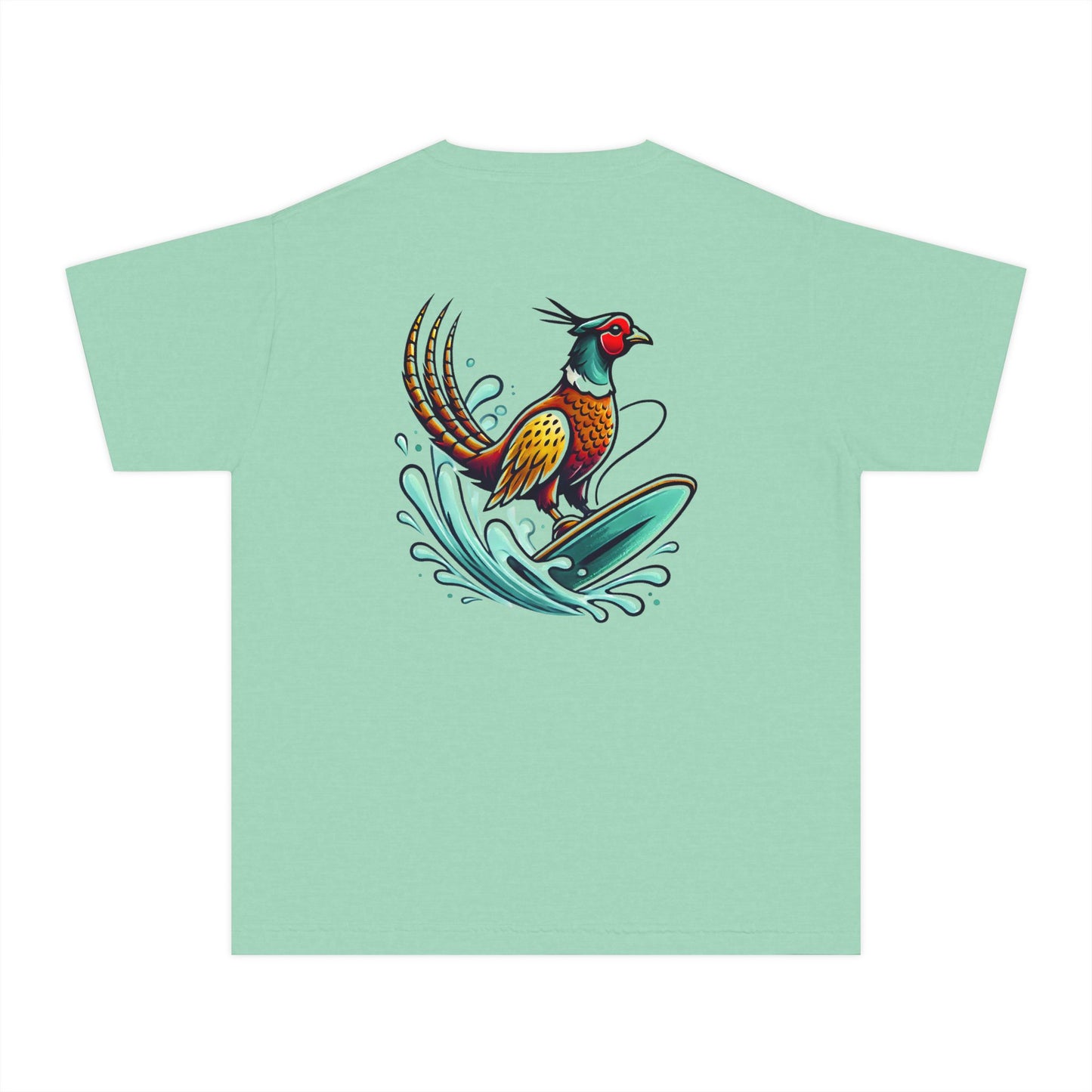 Youth Tee — Surfing Pheasant Graphic Tee (Mint)
