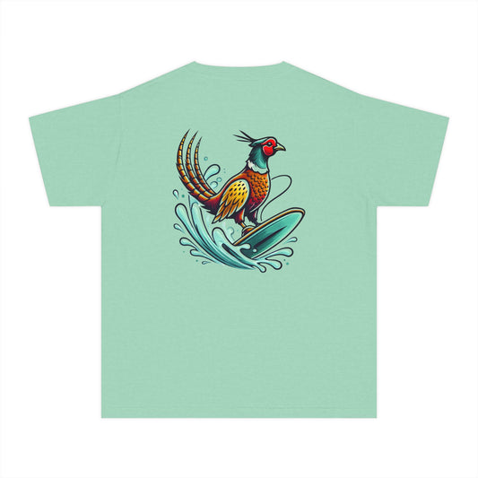 Youth Tee — Surfing Pheasant Graphic Tee (Mint)