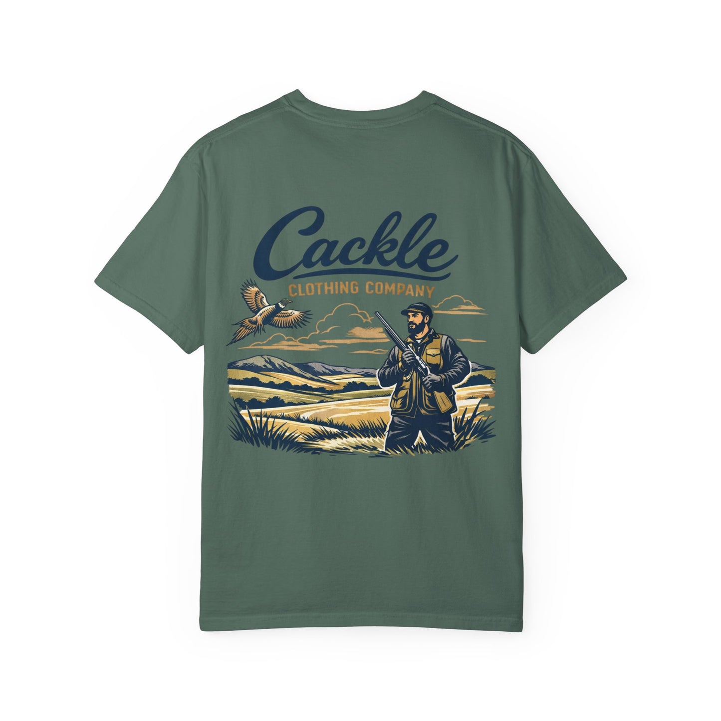 Pheasant Hunting Graphic T-Shirt — "Cackle Clothing Company" Outdoor Shooter Tee